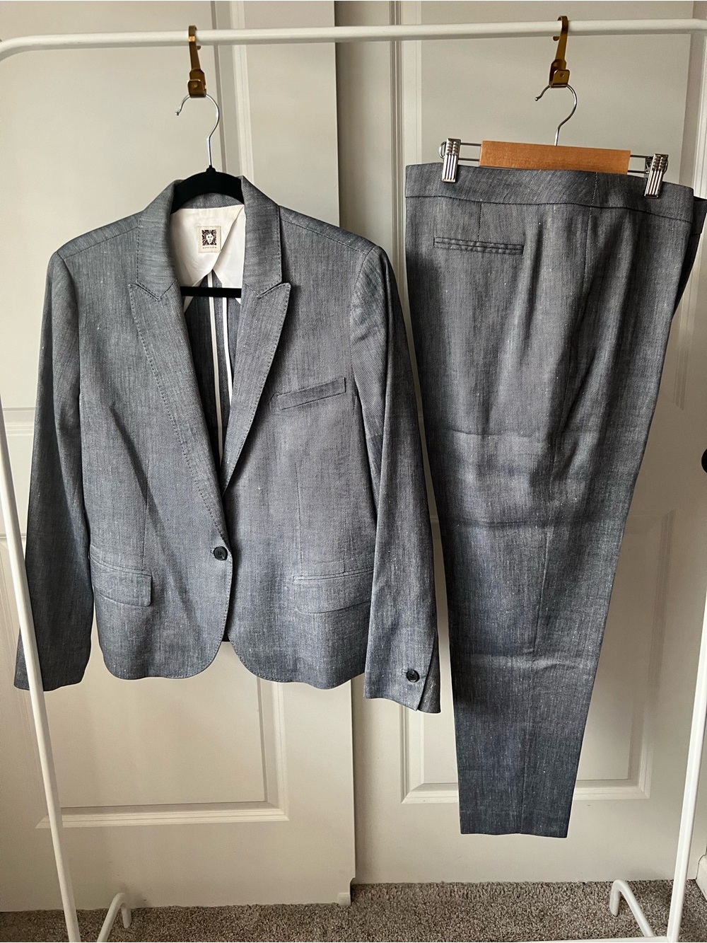 Anne Klein Women’s Chambray Two-Piece Suit Blazer & Trousers